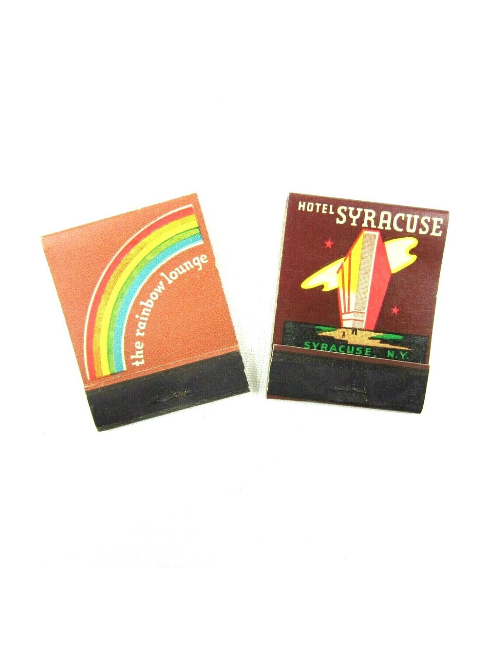 2 Vintage Matchbooks FULL Hotel Syracuse Rainbow Lounge, New York, Diamond Match